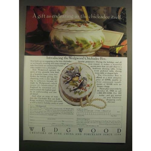 1988 Wedgwood Chickadee Box Ad - A Gift as Endearing