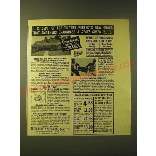 1956 Green Beauty Zoysia Grass Ad - U.S. Dept. of agriculture