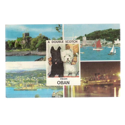 A DOUBLE SCOTCH FROM OBAN, SCOTLAND multiview used vintage postcard 1970 pm =