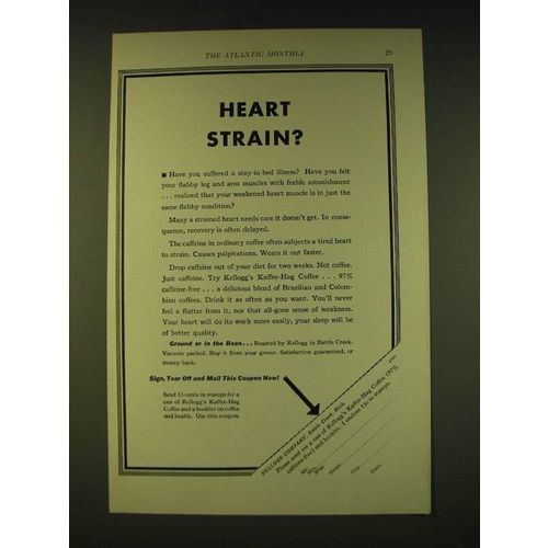 1933 Kellogg's Kaffee-Hag Coffee Ad - Heart Strain?