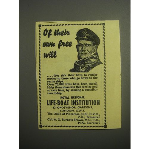 1948 Royal National Life-Boat Institution Ad - Of their own free will