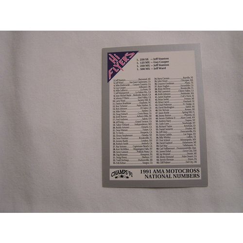 1991 AMA MOTOCROSS NATIONAL NUMBERS 1991 Champs Hi Flyers Motocross NO. 86