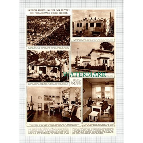 X1122) Swedish Timber Houses Prefabs World War 2 Housing - 1945 Clip