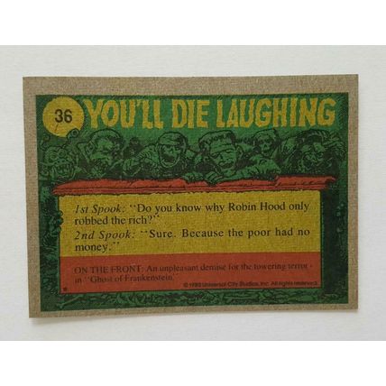 1980 "You'll Die Laughing" 4 Cards plus 1 Sticker in NM Condition "You Pick Lot"