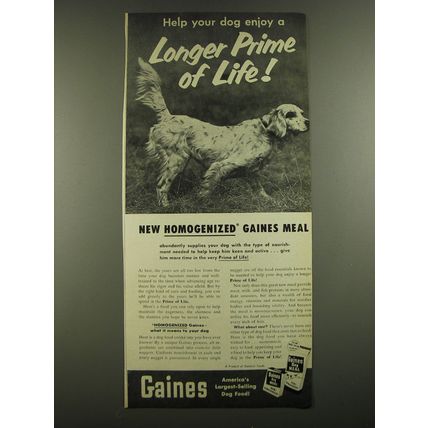 1952 Gaines Dog Food Ad - Help your dog enjoy a Longer Prime of Life