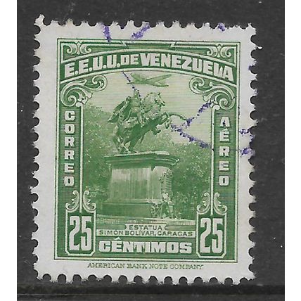 VENEZUELA 1940 STATUE OF BOLIVAR AT CARCACAS 25c GREEN SG 757 FINE USED#