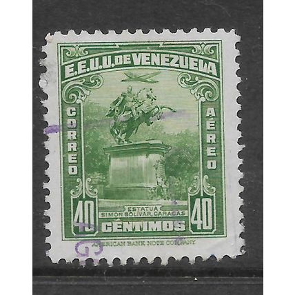 VENEZUELA 1940 STATUE OF BOLIVAR AT CARCACAS 40c GREEN SG 759 FINE USED#