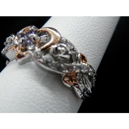 Ring Engagement Promise Heart Shaped Two Tone Ring #79 USA Seller