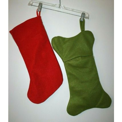 Set of 4 Dog Themed Christmas Stockings Paws Bells Dogs Bones Jingles & Joy