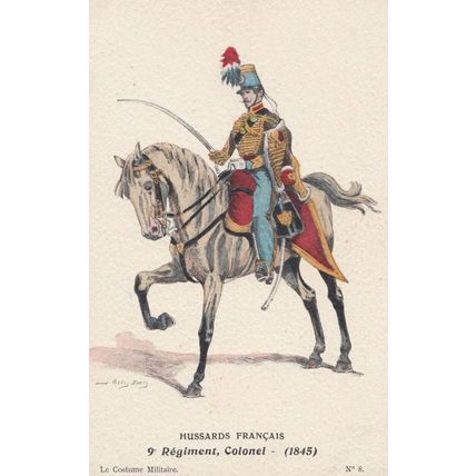 Colonel Regiment 1845 Hussards De Francais French Old Military Uniform Postcard