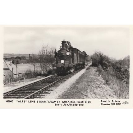 Alps Line Steam T30029 on 1203 Alton Eastleigh Medstead Railway Postcard