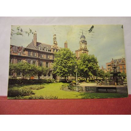 TOWN HALL AND GARDENS, LEICESTER used vintage postcard 1965 pm =