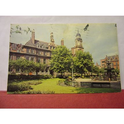 TOWN HALL AND GARDENS, LEICESTER used vintage postcard 1965 pm #