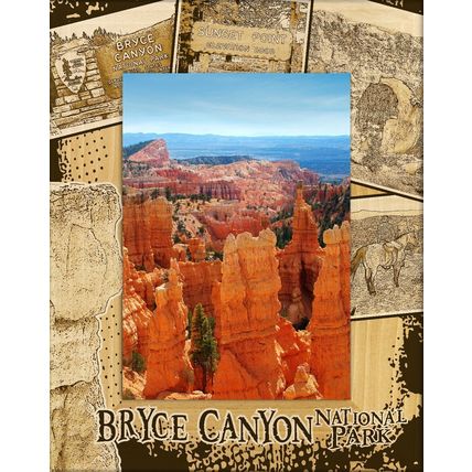 Bryce Canyon National Park Quad Laser Engraved Wood Picture Frame Portrait 3x5