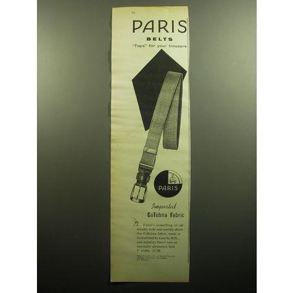 1958 Paris Belts Ad - Paris Belts Tops for your trousers