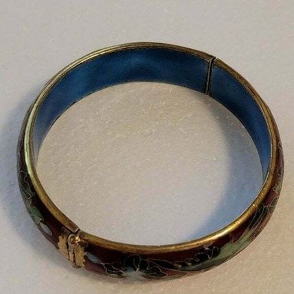 Vintage Red Cloisonné Hinge Bracelet