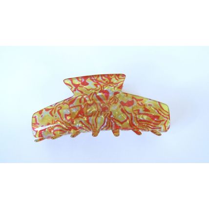 Magenta red yellow gold shimmering effect hair claw clamp clip
