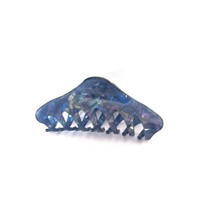 Long iridescent blue abalone sea shell effect hair claw clamp clip