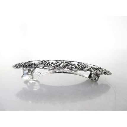 Silver or bronze metal viking nordic filigree hair clip barrette for fine thin