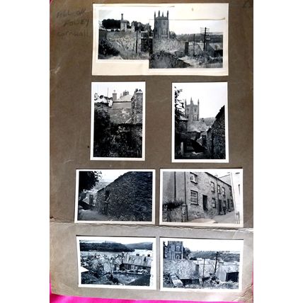 Photo set Fowey in Cornwall Lostwithel Street area 1962 mounted on brown card