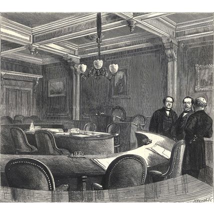 GENEVA ARBITRATION THE SALLE DU CONGRES IN THE HOTEL DE VILLE 1872 ENGRAVING