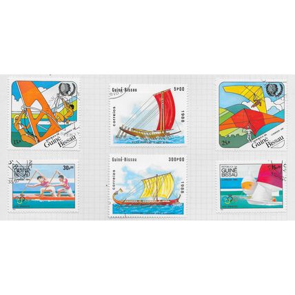 GUINEE GUINEA BISSAU COLLECTION 15 STAMPS CANCELLED SHIPS SPORT CULTURE