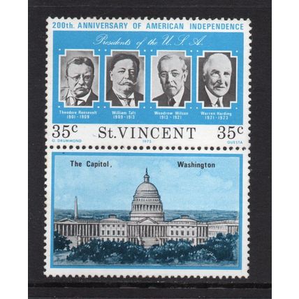 St. Vincent - 1975 - 35c Bicentenary of American Indep. (sg462) MNH With Label