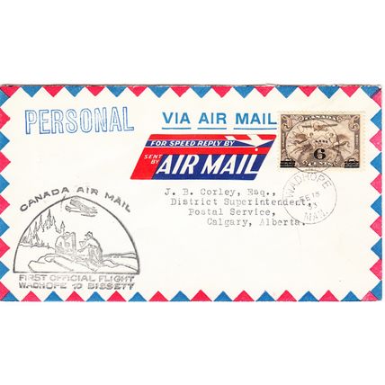 AIR MAIL etiquette on cover -old type 1933 - Canada