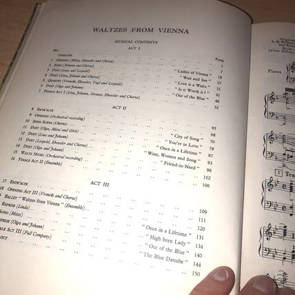 WALTZES FROM VIENNA - JOHANN STRAUSS - VOCAL SCORE - CHAPPELL - 1966 Hardback