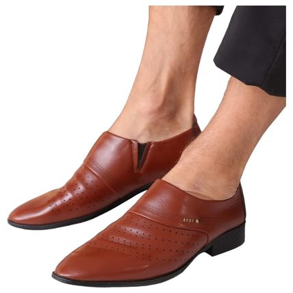 Men's Loafers Casual Business Slip on Dressy Formal Classic Shoes Brown UK 9 New