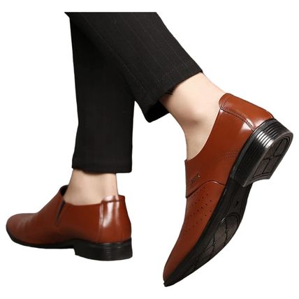 Men's Loafers Casual Business Slip on Dressy Formal Classic Shoes Brown UK 9 New
