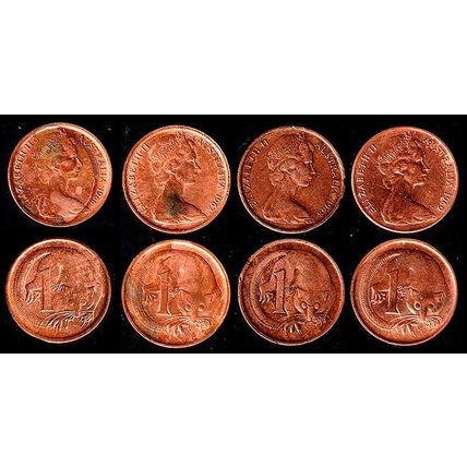 Australia 4 x One Cent Coins 1966 to 1969 Possum Queen Elizabeth II 1c QE II