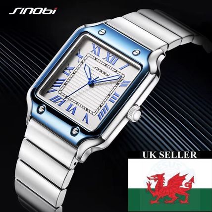 Square Sinobi White Face MIYOTA Movement Sony Battery Silver Steel Strap Watch