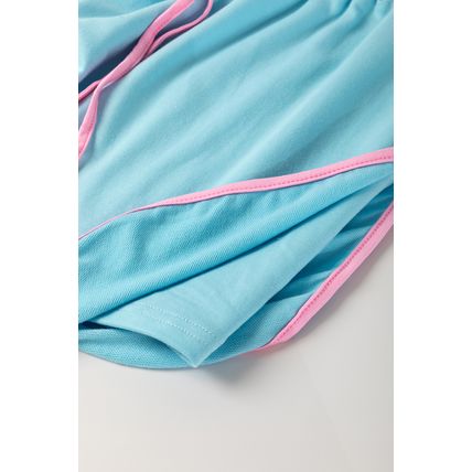 Turquoise Plus Size Contrast Trim T Shirt and Skirt Two Piece Set