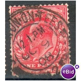GB stamps 1902-10 KEV11 - 1d SG219 Stockton On Tees 35