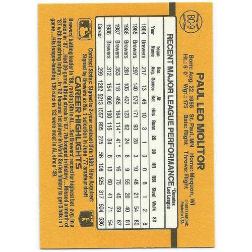 1989 Donruss Bonus MVP's - #BC-9 - Paul Leo Molitor