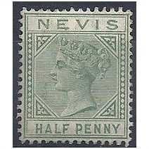 Nevis 1883 SG25 1/2d Dull Green Mounted Mint . .