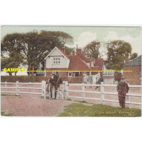 Golf C1910 Sandwich, Royal St. George's Golf Clubhouse, golfers, Boy etc, Kent