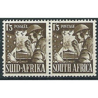 South Africa 1943 SG94 1/3d Olive-Brown WAR EFFORT PAIR Mounted Mint .. .