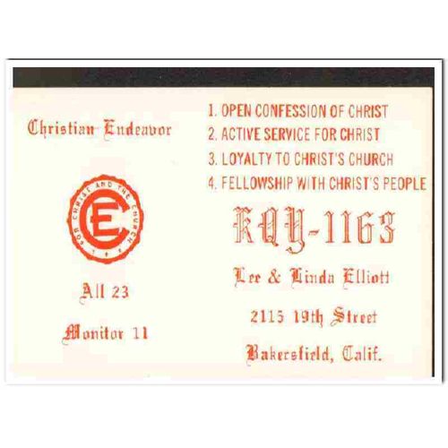 kqy-1163 lee elliott bakersfield calif 1960s cb qsl vintage postcard