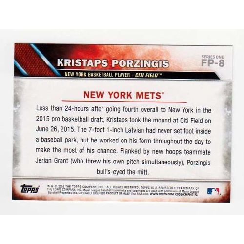 2016 Topps First Pitch Kristaps Porzingis insert card #FP-8 Mets