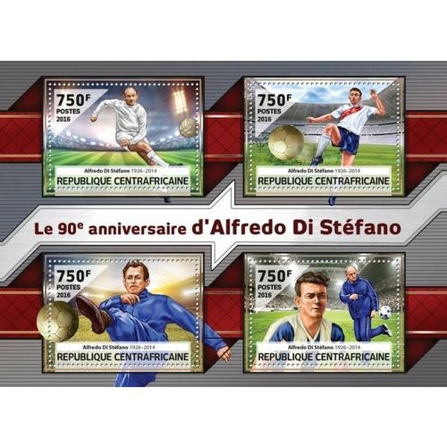 CENTRAL AFRICA 2016 SHEET MNH DI STEFANO FOOTBALL PLAYERS SOCCER SPORTS 3