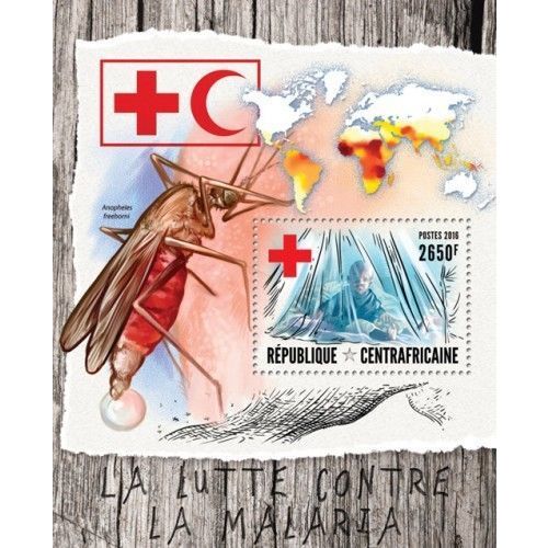 CENTRAL AFRICA 2016 SHEET MNH FIGHT MALARIA DISEASES RED CROSS CROIX ROUGE 3A