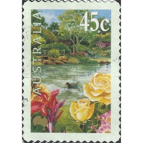 AUSTRALIA, FLOWER, Gardens, Roses s/a, green 2000, 45c, #2