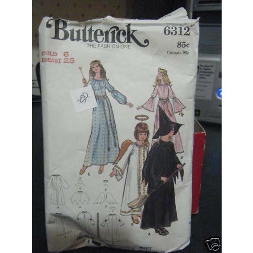 Butterick 6312 Child's Angel, Witch, Fairy & Princess Costume Pattern - Size 6