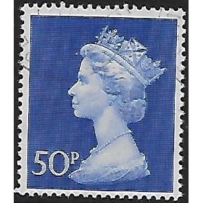 SG 831: 50p. deep ultramarine Defin.: Queen Elizabeth II, chalk-surfaced paper