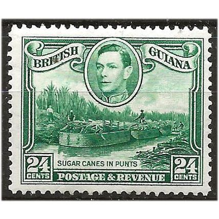 British Guiana 1938 SG312a 24c Blue-Green Wmk Sideways Mounted Mint . .. .