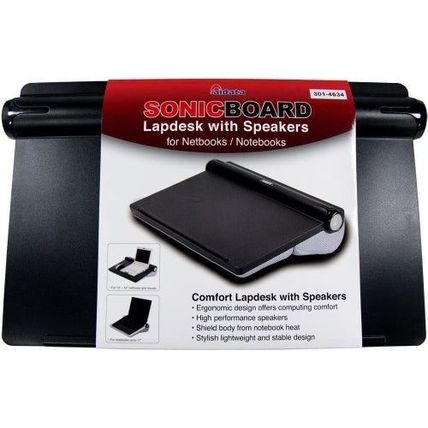 Aidata SonicBoard Lapdesk with Tube Speakers for Notebooks - Black
