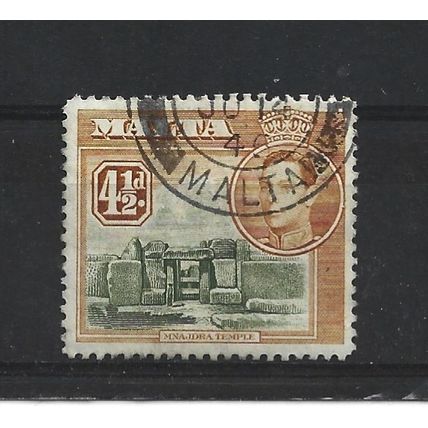 Malta.SG224 4 1/2d Ruins at Mnajdra (Olive-Green&Yellow-Brown).Fine Used.Apr25k