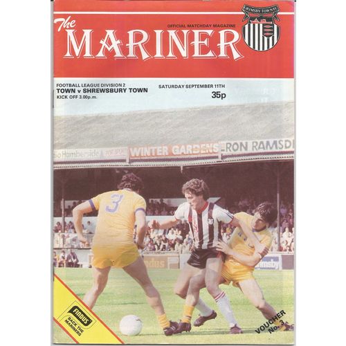 1982-83 GRIMSBY TOWN v SHREWSBURY TOWN (Very Good Condition - No Writing)